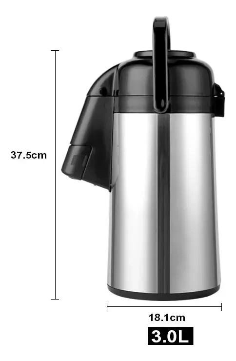 TERMO JARRA ACERO INOXIDABLE 3 LITROS CON BOMBA MANUAL PARA BEBIDAS - 2