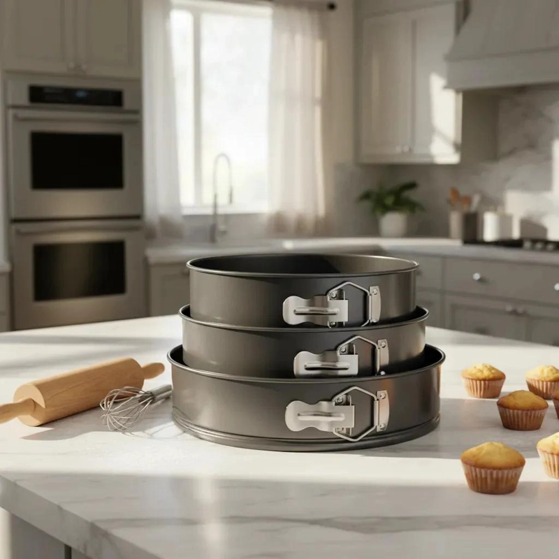 SET DE 3 MOLDES REDONDOS ANTIADHERENTES PARA REPOSTERIA Y TORTAS - 1