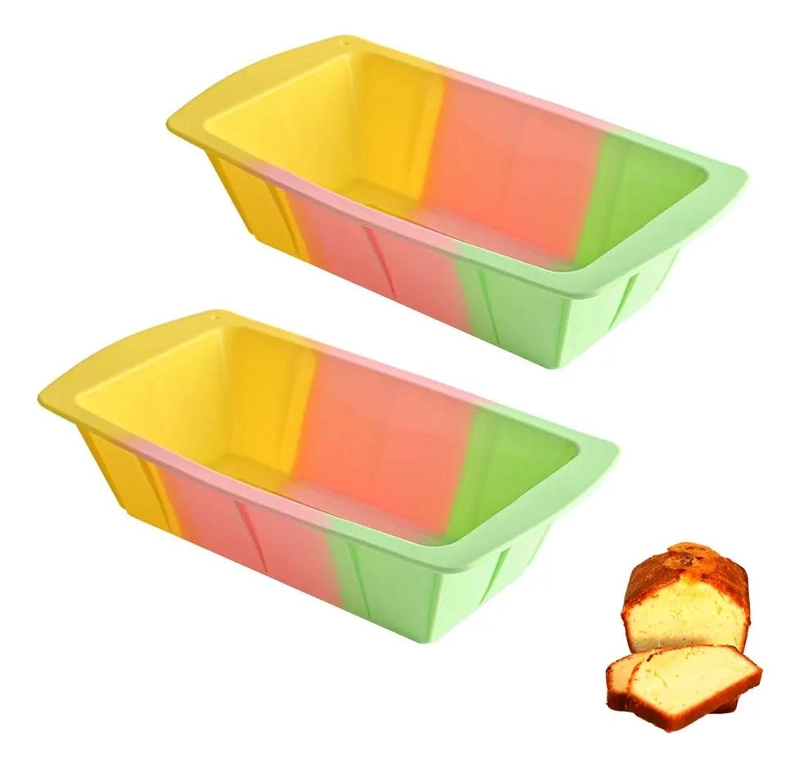 SET DE 2 MOLDES DE SILICONA TRICOLOR PARA HORNEAR QUEQUES - 1