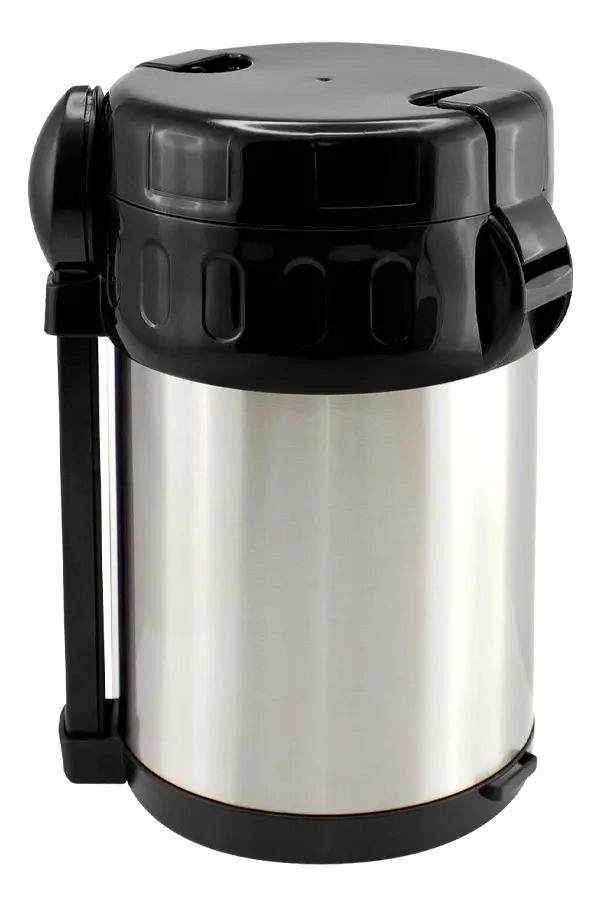 TERMO PARA COMIDA GRANDE DE ACERO INOXIDABLE CON 3 ENVASES Y CUBIERTOS - 2