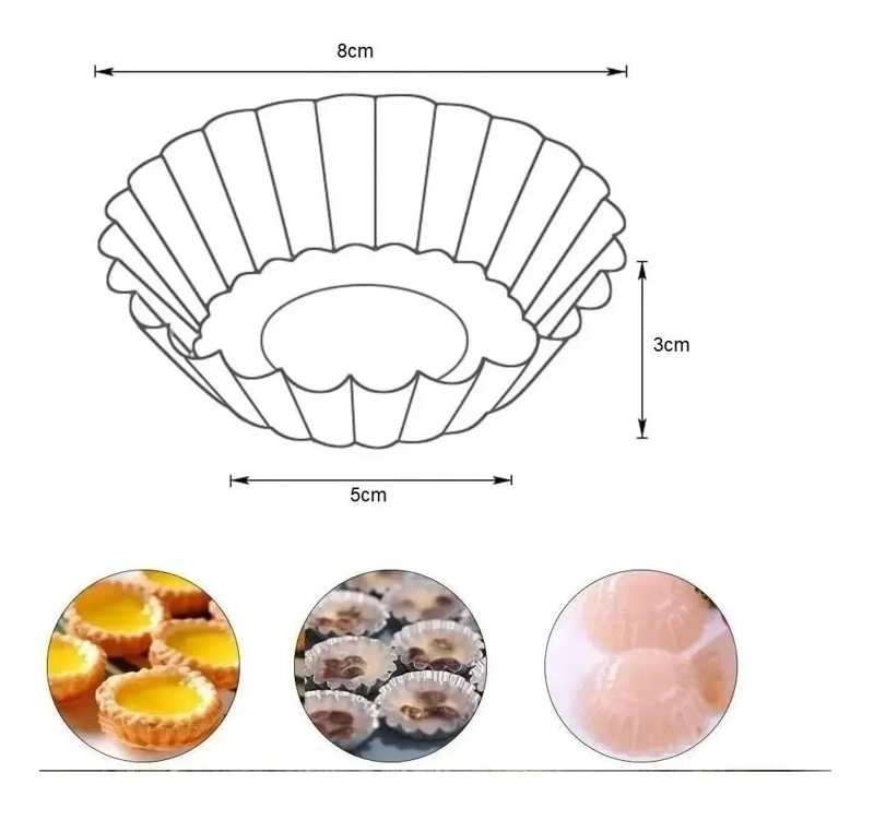 SET DE 48 MOLDES MINI TARTALETA DE ALUMINIO PARA POSTRES - 2