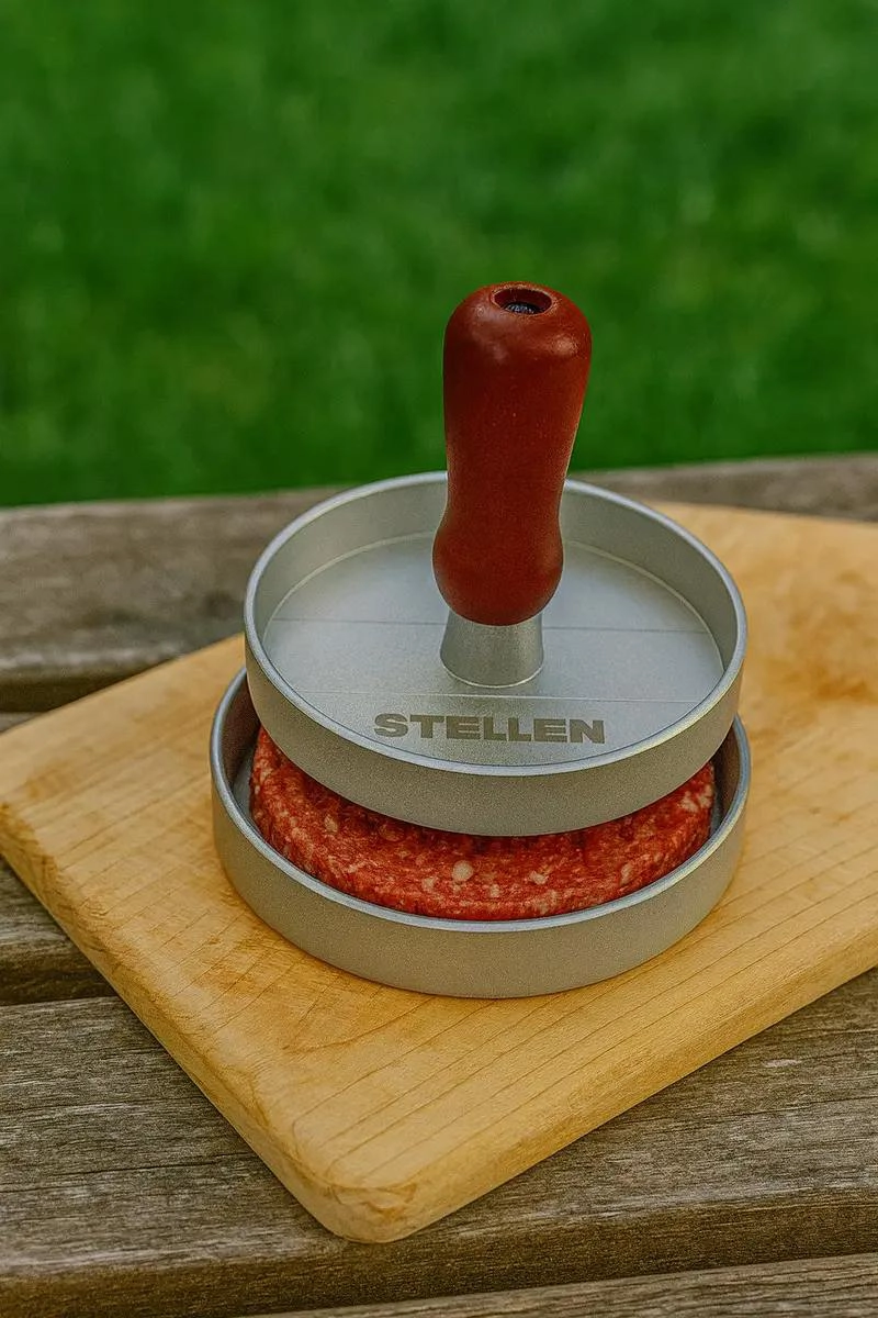 MOLDE PARA HAMBURGUESAS DE ALUMINIO CON PRESION PARA COCINA - 1