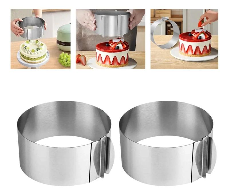 MOLDES AJUSTABLES PARA PASTELES DE ACERO INOXIDABLE DE 8 CM - 1