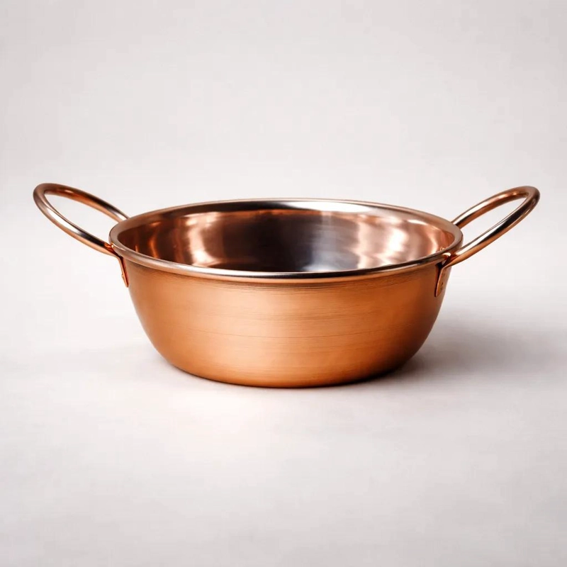 PAILA DE COBRE ARTESANAL DE 27 CM DIAMETRO Y 10 CM ALTURA CON CAPACIDAD DE 3 L - 1