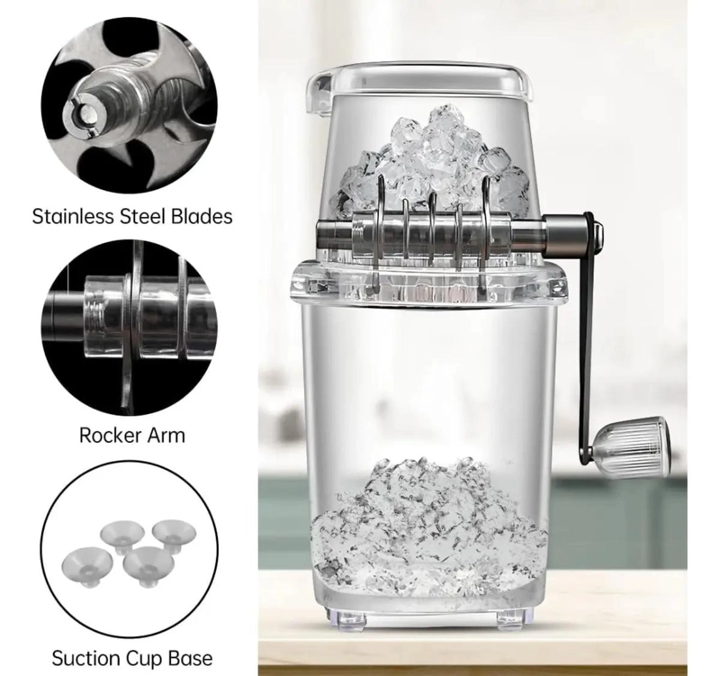 MAQUINA MANUAL PARA RASPADOS CON TRITURADOR DE HIELO DE MANIVELA - 3