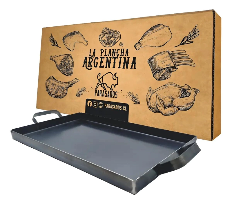 PLANCHA CHURRASQUERA PARA COCINA Y PARRILLA CON DISEÑO PARA ASADO - 1