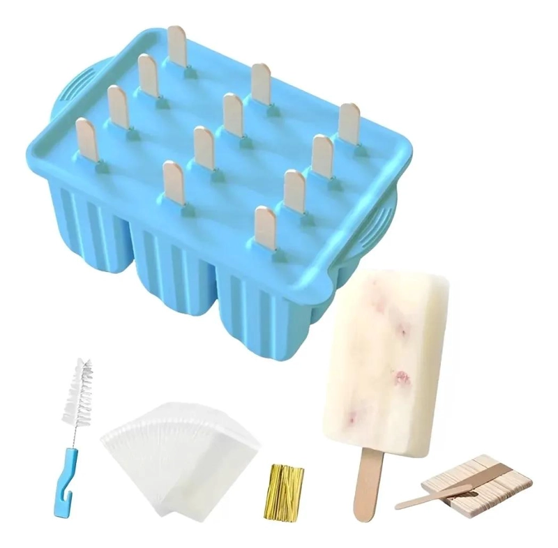 MOLDE DE SILICONA PARA HELADOS TIPO PALETA CON ACCESORIOS PARA PREPARACION - 1