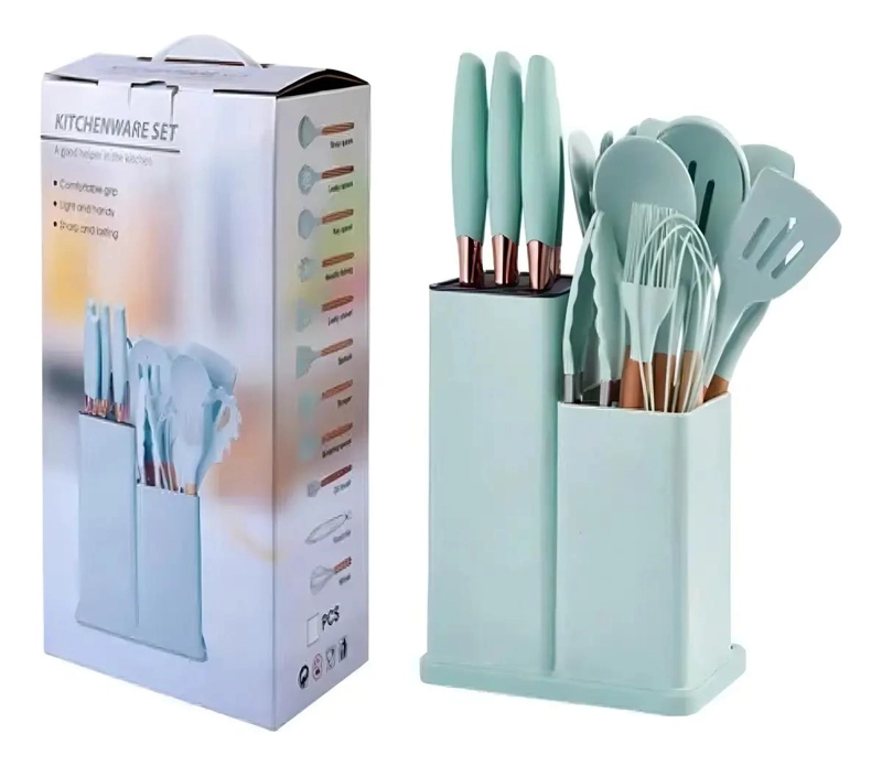 KIT COMPLETO DE UTENSILIOS DE COCINA DE SILICONA CON 19 PIEZAS - 1