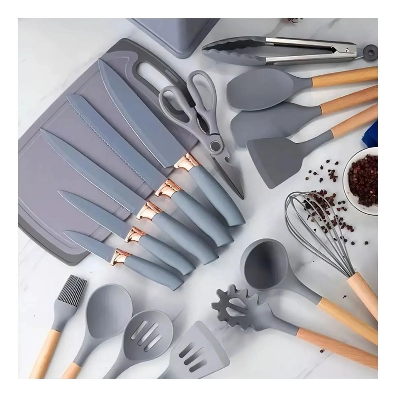KIT COMPLETO DE UTENSILIOS DE COCINA DE SILICONA CON 19 PIEZAS - 4