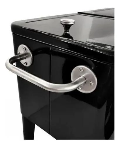 ENFRIADOR METALICO RETRO DE 60 LITROS COLOR NEGRO CON DISEÑO CLASICO - 2