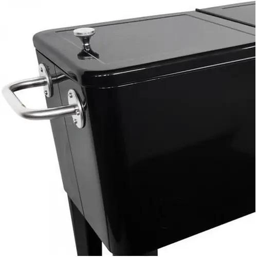 ENFRIADOR METALICO RETRO DE 60 LITROS COLOR NEGRO CON DISEÑO CLASICO - 3