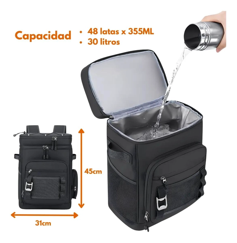 NEVERA MOCHILA REFRIGERANTE PORTATIL DE 30 LITROS PARA CAMPING Y ACTIVIDADES AL  - 4