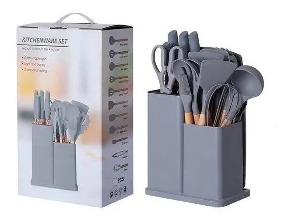 SET COMPLETO DE 19 UTENSILIOS DE COCINA CON ESPATULAS Y CUCHILLOS DE SILICONA - 1