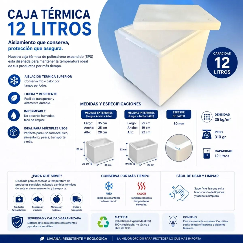 CAJA AISLANTE DE PLUMAVIT DE 12 LITROS LIVIANA Y PRACTICA - 2