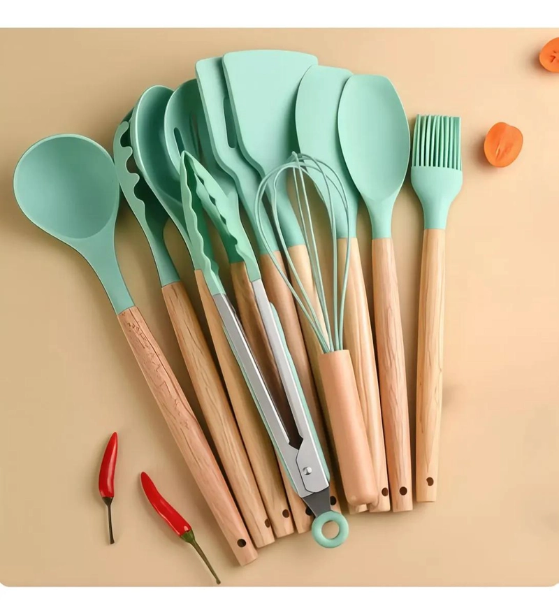 JUEGO DE UTENSILIOS DE COCINA DE SILICONA CON 19 PIEZAS Y TABLA - 5