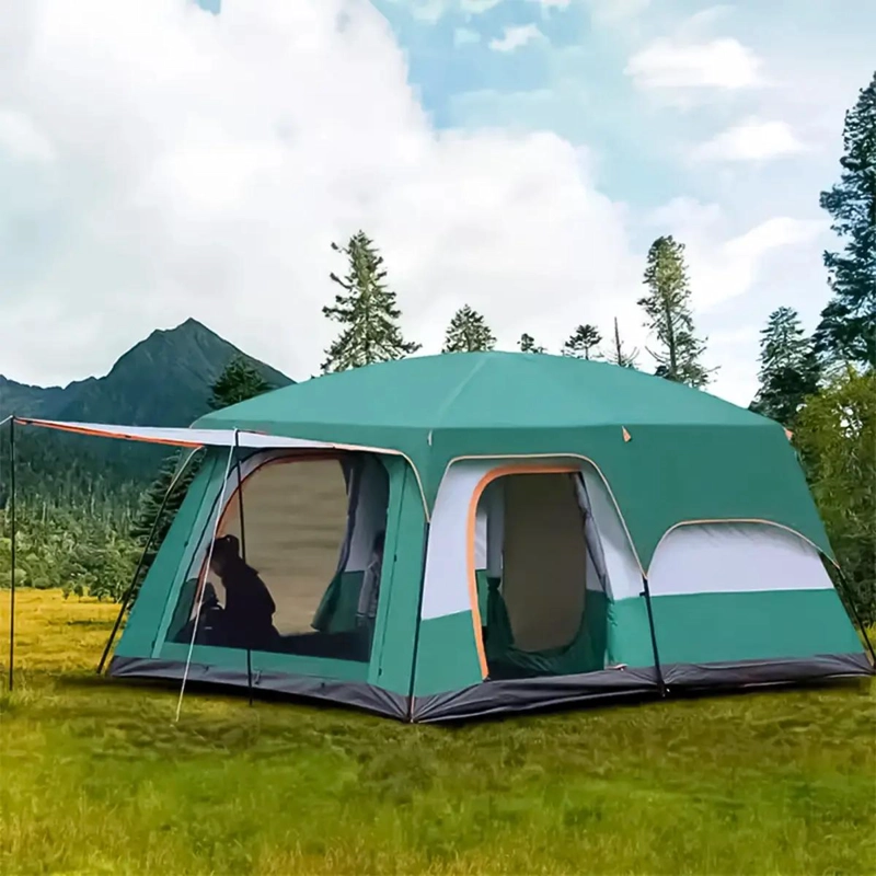 CARPA PARA CAMPING DOBLE CAPA PARA 10 PERSONAS COLOR VERDE - 3