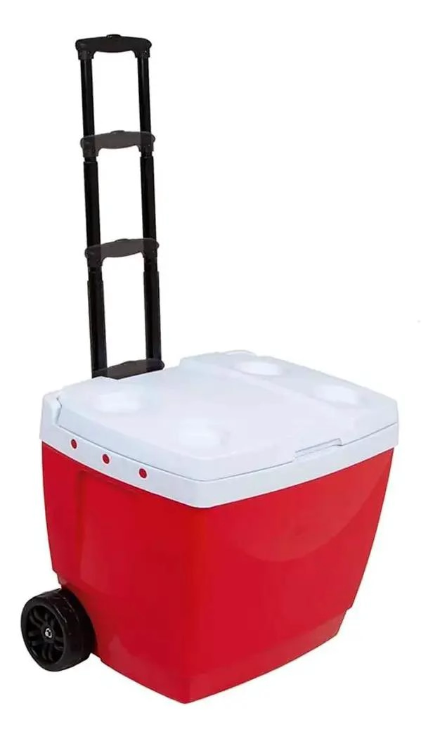 COOLER PORTATIL DE 42 LITROS CON RUEDAS Y DISEÑO COMPACTO ROJO - 2