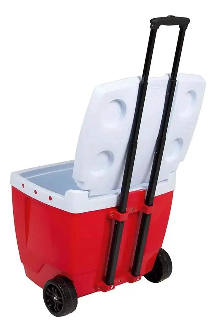 COOLER PORTATIL DE 42 LITROS CON RUEDAS Y DISEÑO COMPACTO ROJO - 3