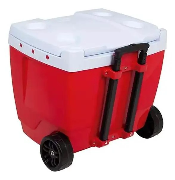 COOLER PORTATIL DE 42 LITROS CON RUEDAS Y DISEÑO COMPACTO ROJO - 4