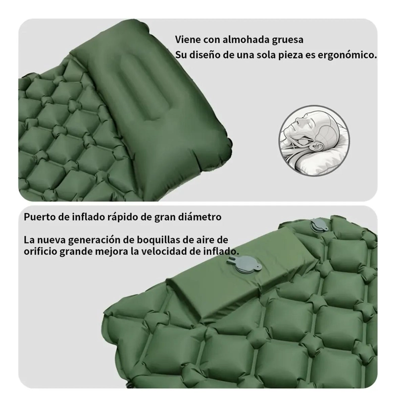 COLCHONETA INFLABLE PLEGABLE INDIVIDUAL PARA CAMPING Y VIAJES - 4
