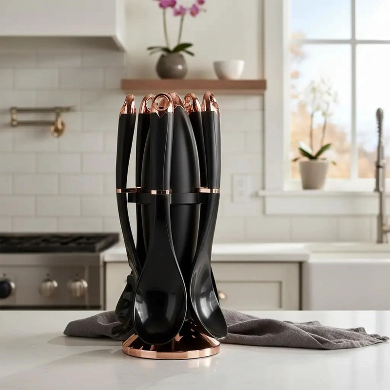 SET DE UTENSILIOS DE COCINA CON BASE GIRATORIA DE 6 PIEZAS - 1