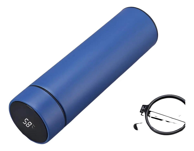 TERMO INTELIGENTE DE ACERO INOXIDABLE CON CAPACIDAD DE 500 ML COLOR AZUL - 1