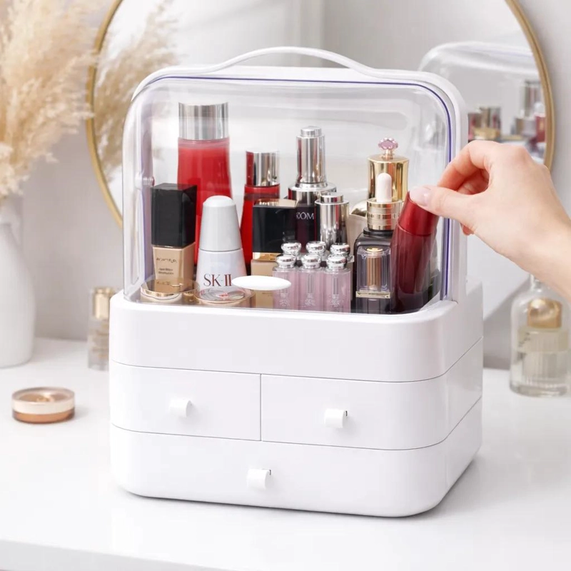 ORGANIZADOR PORTATIL CON CAJONES ANTIPOLVO PARA COSME TICOS - 2
