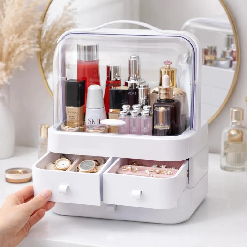 ORGANIZADOR PORTATIL CON CAJONES ANTIPOLVO PARA COSME TICOS - 3
