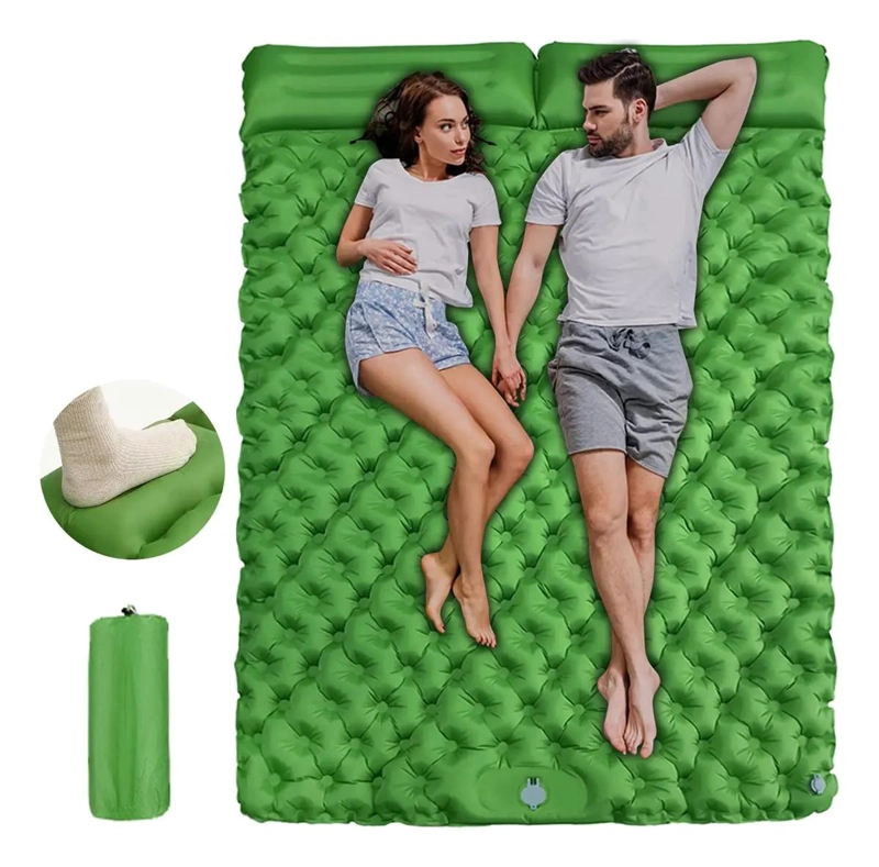 COLCHONETA INFLABLE PARA CAMPING CON BOMBA DE PIE PARA DOS PERSONAS - 1