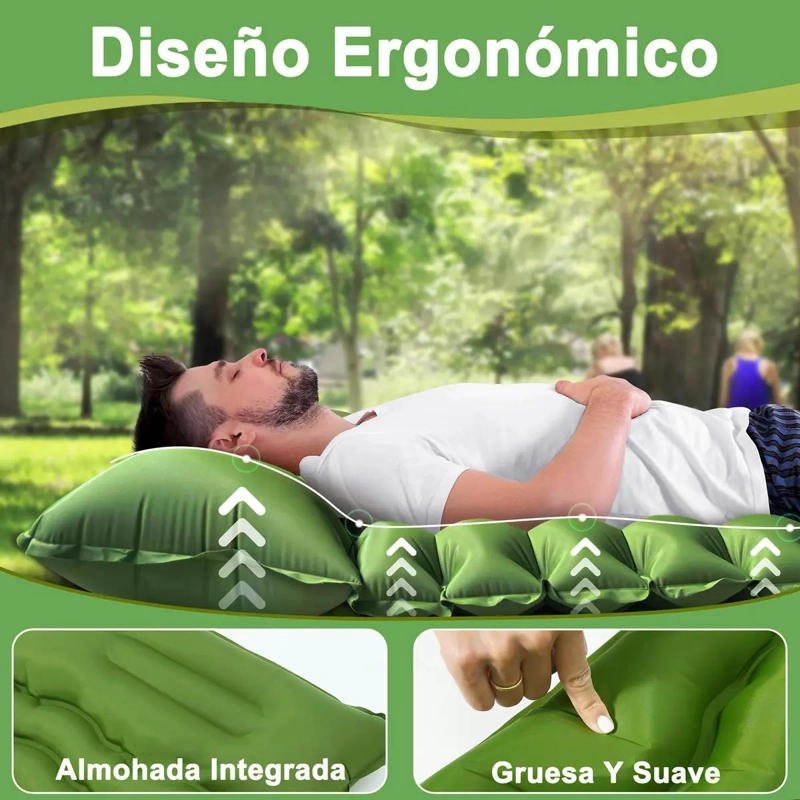 COLCHONETA INFLABLE PARA CAMPING CON BOMBA DE PIE PARA DOS PERSONAS - 3