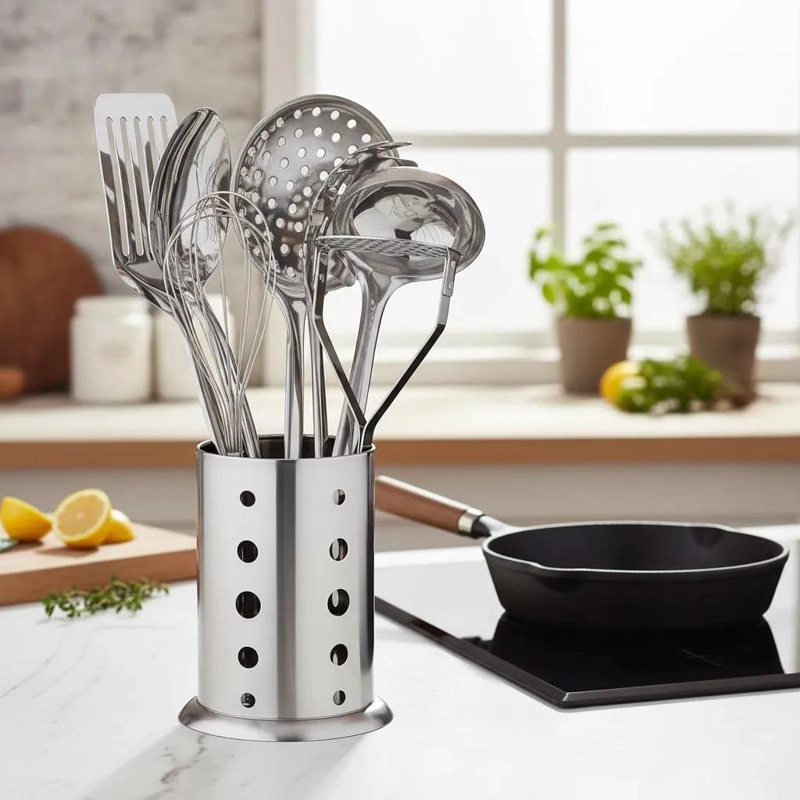SET DE UTENSILIOS DE COCINA DE ACERO INOXIDABLE CON 8 PIEZAS - 1