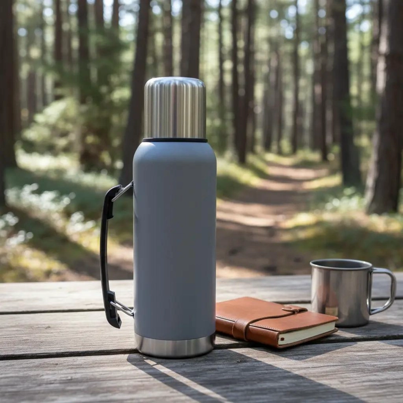 TERMO CLASICO DE ACERO INOXIDABLE CON CAPACIDAD DE 1 LITRO PARA BEBIDAS - 1