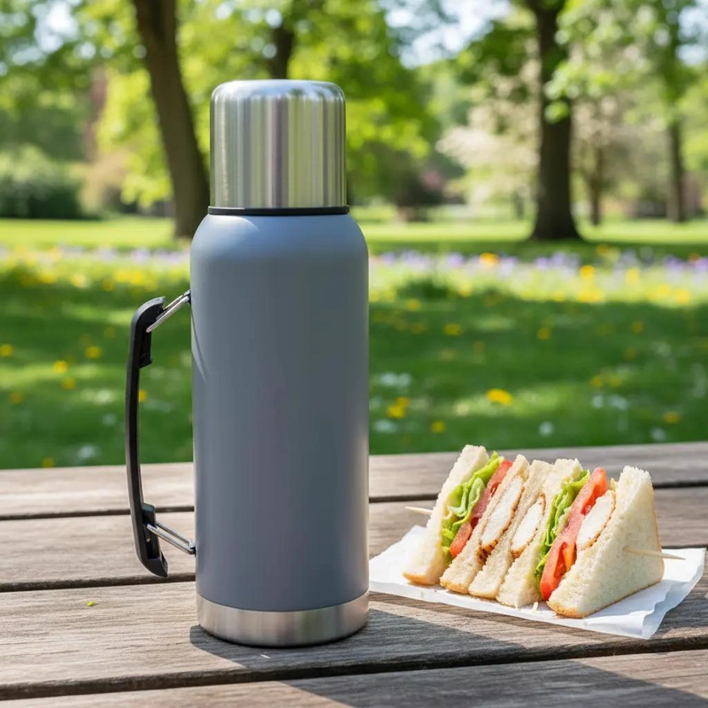 TERMO CLASICO DE ACERO INOXIDABLE CON CAPACIDAD DE 1 LITRO PARA BEBIDAS - 4