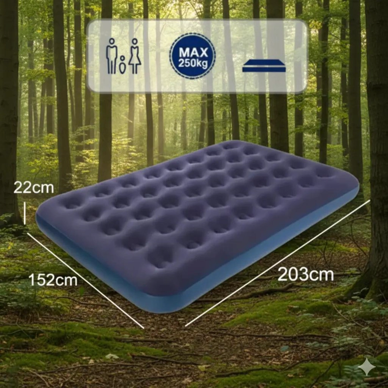 COLCHONETA INFLABLE PARA CAMPING CON DIMENSIONES 203X152X22 CM - 2