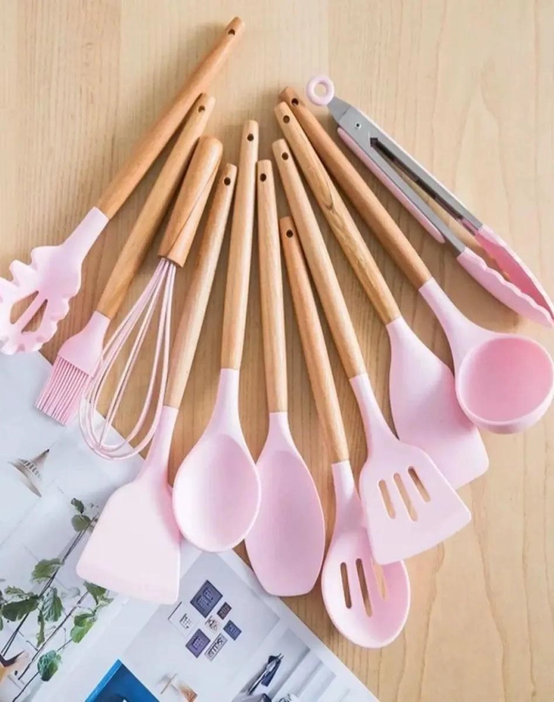 SET DE 12 UTENSILIOS DE COCINA DE SILICONA ANTIADHERENTE RESISTENTES AL CALOR - 3