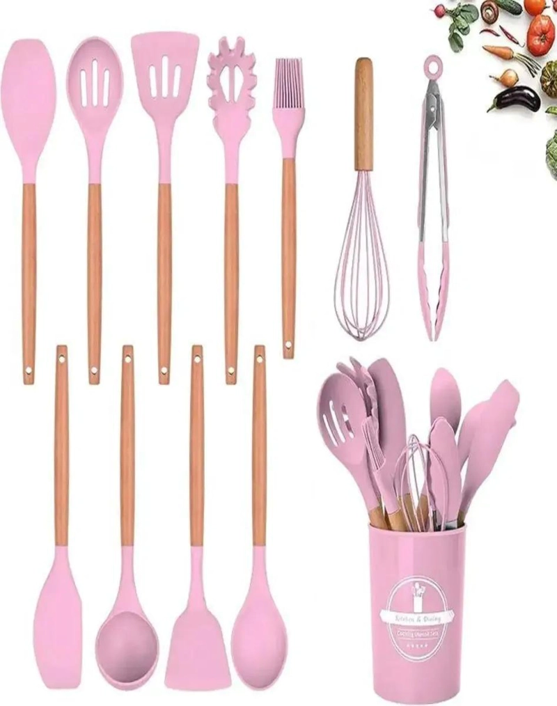 SET DE 12 UTENSILIOS DE COCINA DE SILICONA ANTIADHERENTE RESISTENTES AL CALOR - 4