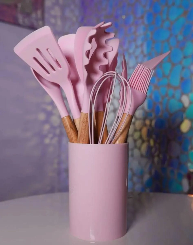 SET DE 12 UTENSILIOS DE COCINA DE SILICONA ANTIADHERENTE RESISTENTES AL CALOR - 5