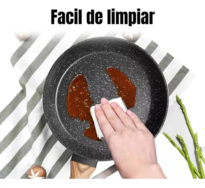 SET DE 3 SARTENES DE 24, 26 Y 28 CM CON DISEÑO WOK PARA COCINA - 3