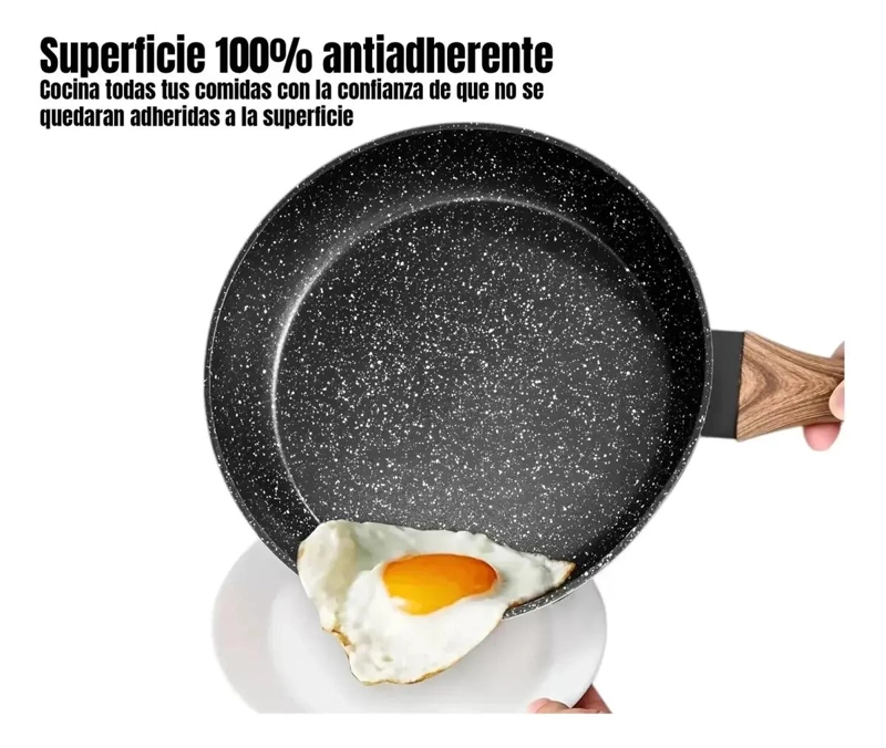 SET DE 3 SARTENES DE 24, 26 Y 28 CM CON DISEÑO WOK PARA COCINA - 4