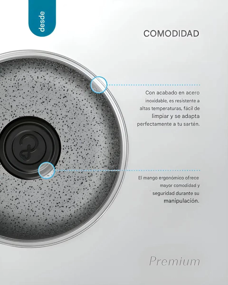 SARTE N ANTIADHERENTE DE 14 CM CON TAPA DE GRANITO PARA COCINAR HUEVOS - 4