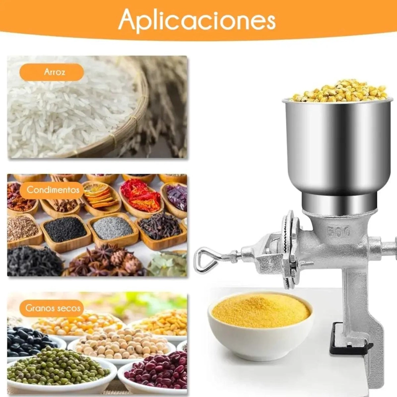 MOLINILLO DE GRANO CON TOLVA ALTA Y DISEÑO PLATEADO PARA CAFE - 4