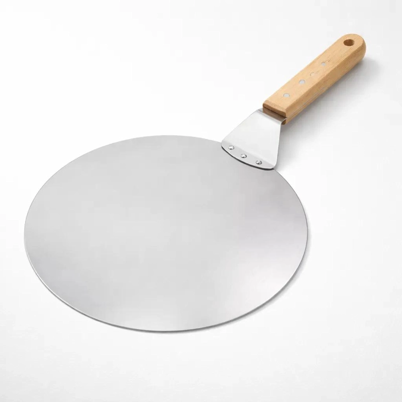 ESPATULA REDONDA DE ACERO CON MANGO DE MADERA DE 25 CM PARA COCINA - 1