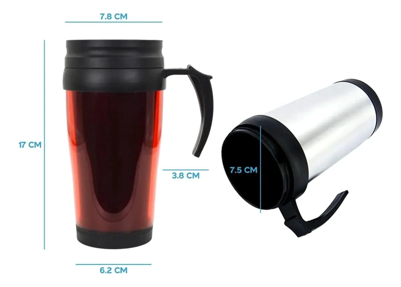 VASO TE RMICO DE ALUMINIO PARA BEBIDAS EN EL AUTO CON TAPA SEGURA - 4