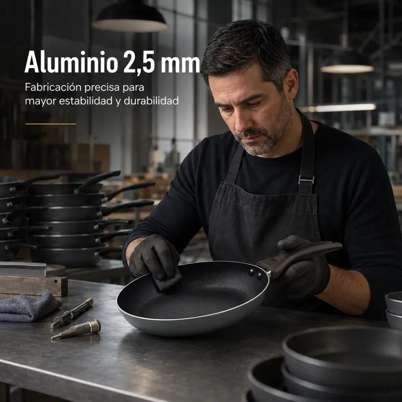 SET DE 3 SARTENES ANTIADHERENTES DE ALUMINIO CON TAMAÑOS 20, 24 Y 26 CM - 1