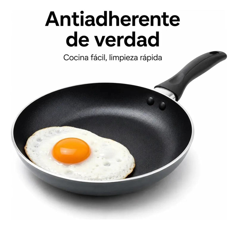 SET DE 3 SARTENES ANTIADHERENTES DE ALUMINIO CON TAMAÑOS 20, 24 Y 26 CM - 2