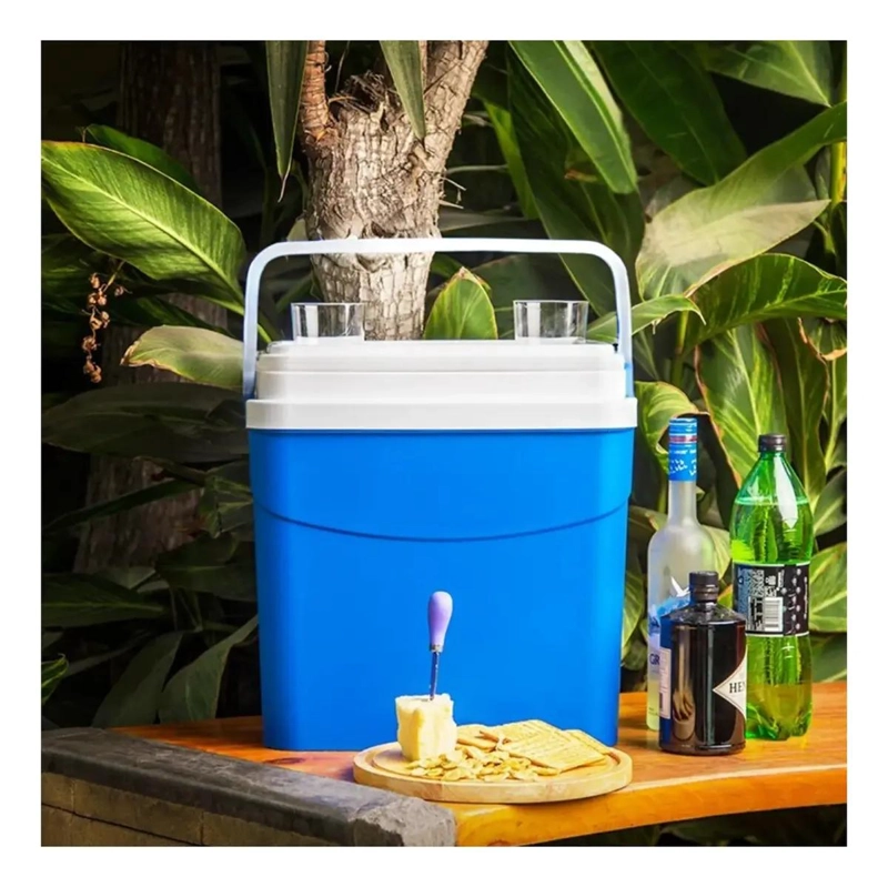 HIELERA PORTATIL DE 35 LITROS CON DISEÑO COMPACTO Y COLOR AZUL - 1