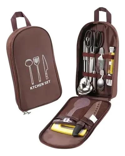 SET COMPLETO DE UTENSILIOS DE COCINA PARA EXTERIORES CON BOLSA DE ALMACENAMIENTO - 1