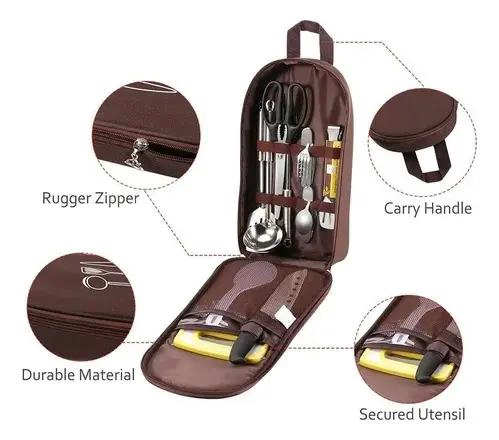 SET COMPLETO DE UTENSILIOS DE COCINA PARA EXTERIORES CON BOLSA DE ALMACENAMIENTO - 4