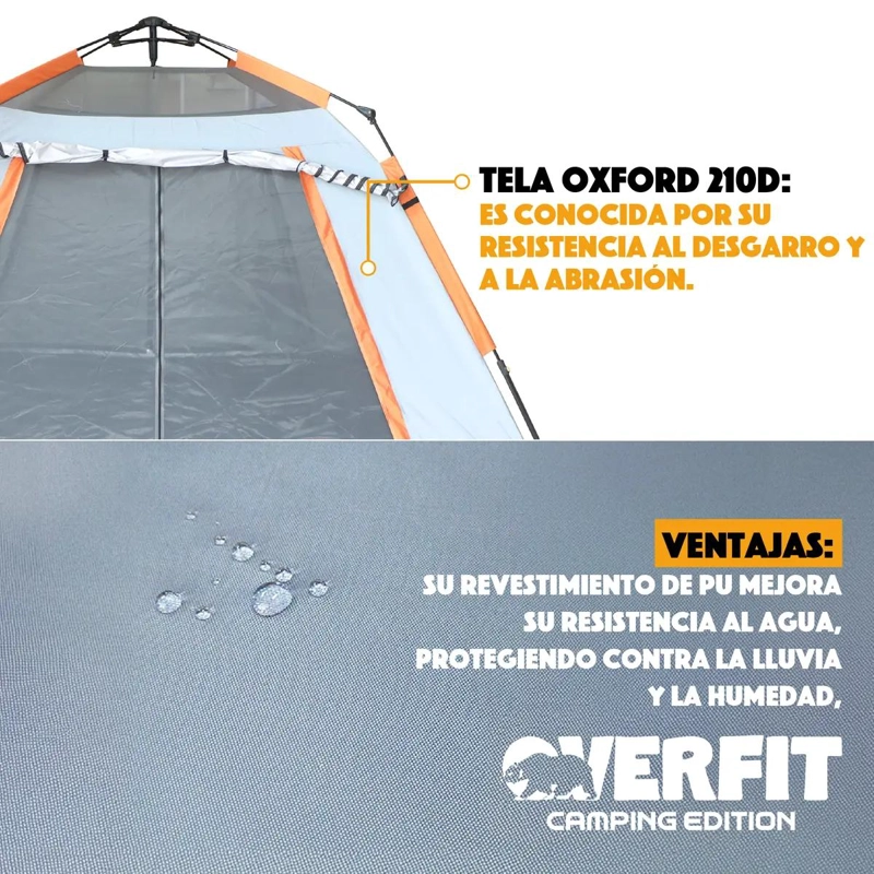 CARPA TELESCOPICA IMPERMEABLE PARA CAMPING DE 6 PERSONAS - 3