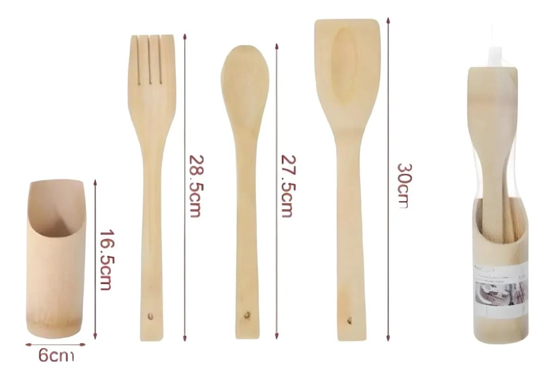 SET DE UTENSILIOS DE COCINA EN MADERA DE BAMBU CON 4 PIEZAS - 3